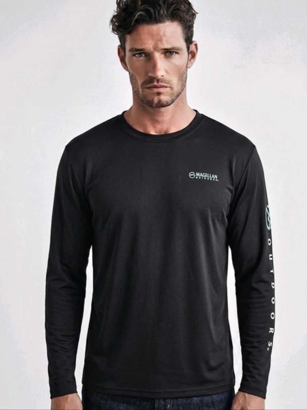 Magellan Outdoors Mens Fish Gear Long Sleeve Performance Shirt Black Size Lg